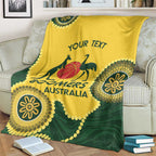 Custom Australia Boomers Blanket Aboriginal With Marble Pattern - Yellow