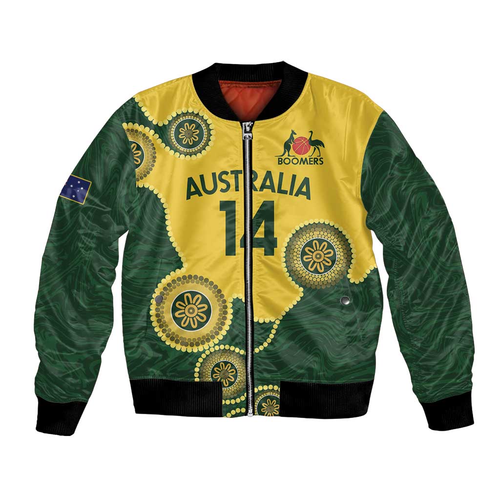 Custom Australia Boomers Bomber Jacket Aboriginal With Marble Pattern - Yellow