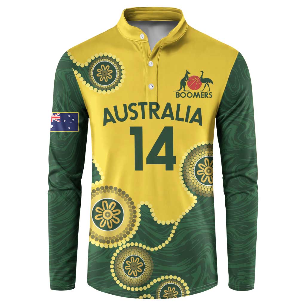 Custom Australia Boomers Button Sweatshirt Aboriginal With Marble Pattern - Yellow