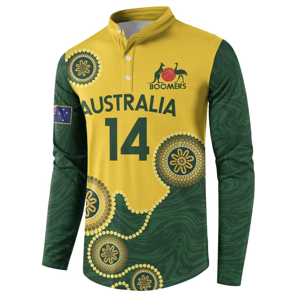 Custom Australia Boomers Button Sweatshirt Aboriginal With Marble Pattern - Yellow