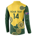 Custom Australia Boomers Button Sweatshirt Aboriginal With Marble Pattern - Yellow