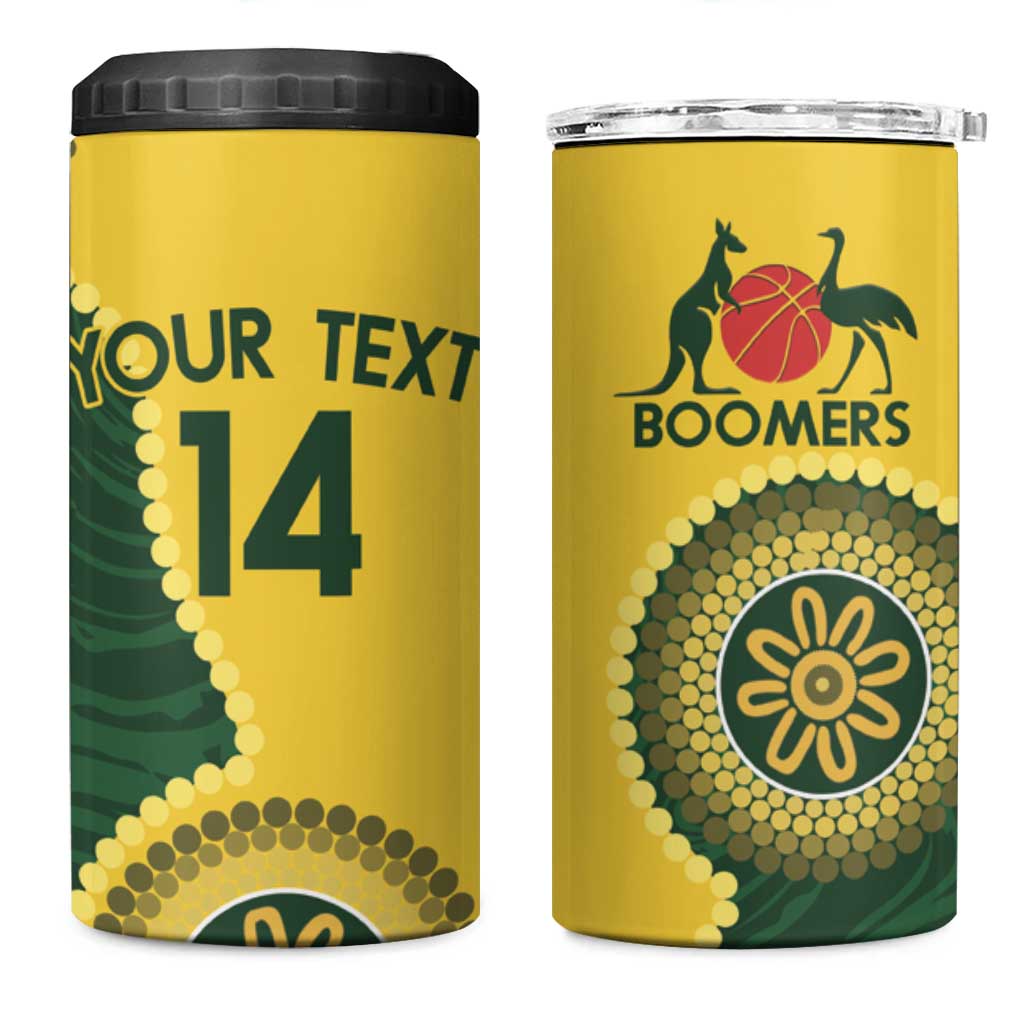 Custom Australia Boomers 4 in 1 Can Cooler Tumbler Aboriginal With Marble Pattern - Yellow