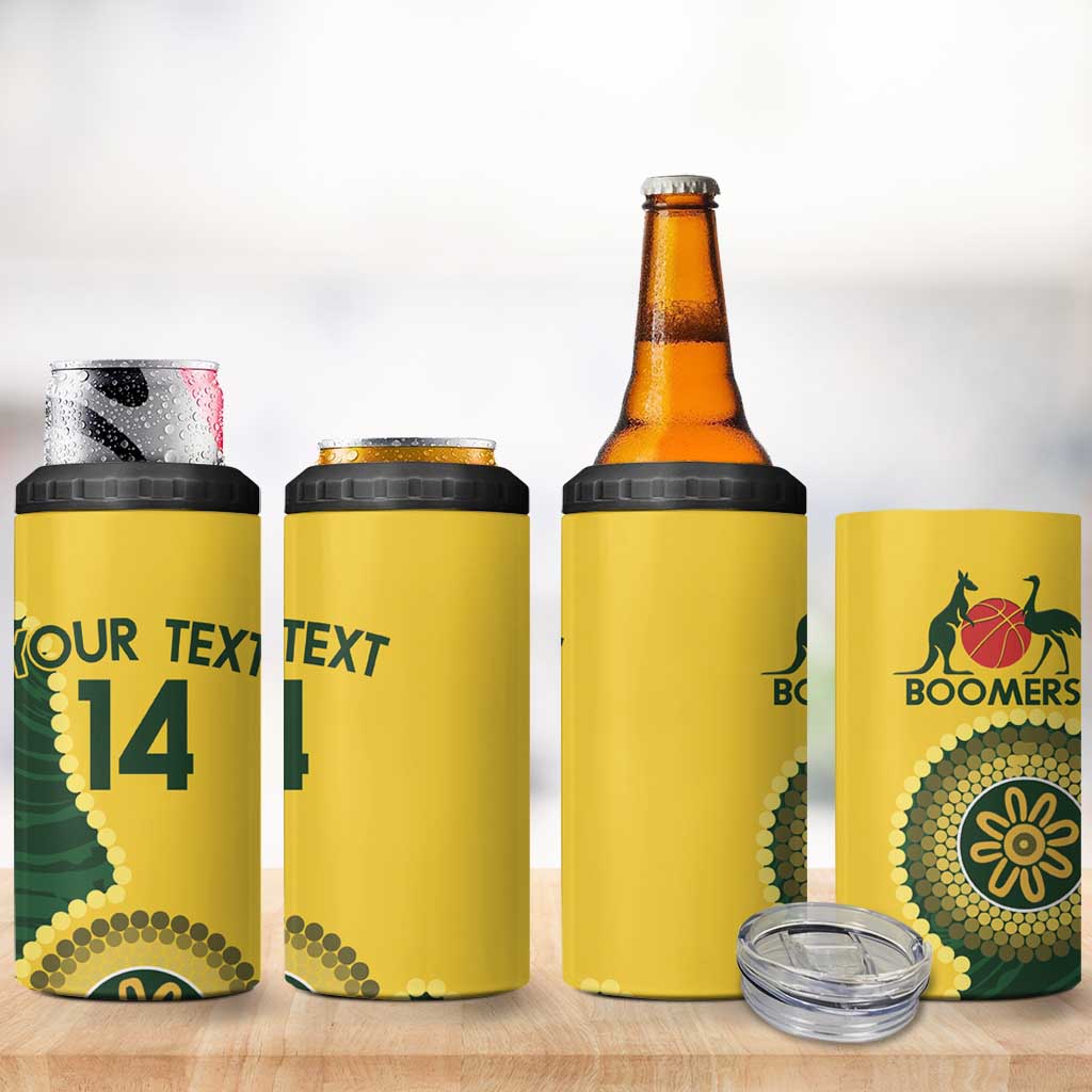 Custom Australia Boomers 4 in 1 Can Cooler Tumbler Aboriginal With Marble Pattern - Yellow