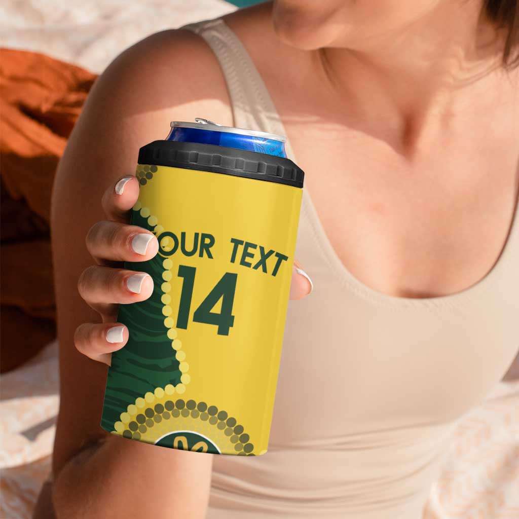 Custom Australia Boomers 4 in 1 Can Cooler Tumbler Aboriginal With Marble Pattern - Yellow