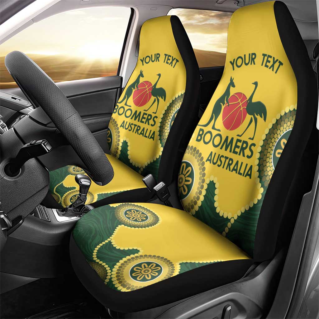 Custom Australia Boomers Car Seat Cover Aboriginal With Marble Pattern - Yellow