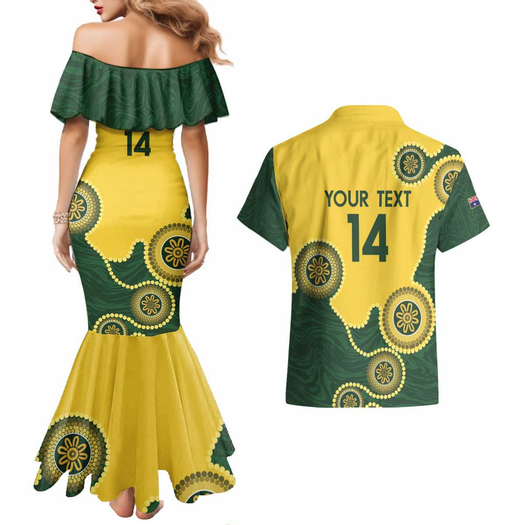 Custom Australia Boomers Couples Matching Mermaid Dress and Hawaiian Shirt Aboriginal With Marble Pattern - Yellow