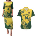 Custom Australia Boomers Couples Matching Puletasi and Hawaiian Shirt Aboriginal With Marble Pattern - Yellow