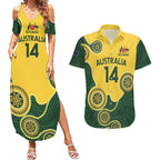 Custom Australia Boomers Couples Matching Summer Maxi Dress and Hawaiian Shirt Aboriginal With Marble Pattern - Yellow