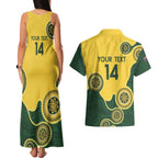 Custom Australia Boomers Couples Matching Tank Maxi Dress and Hawaiian Shirt Aboriginal With Marble Pattern - Yellow