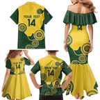 Custom Australia Boomers Family Matching Mermaid Dress and Hawaiian Shirt Aboriginal With Marble Pattern - Yellow