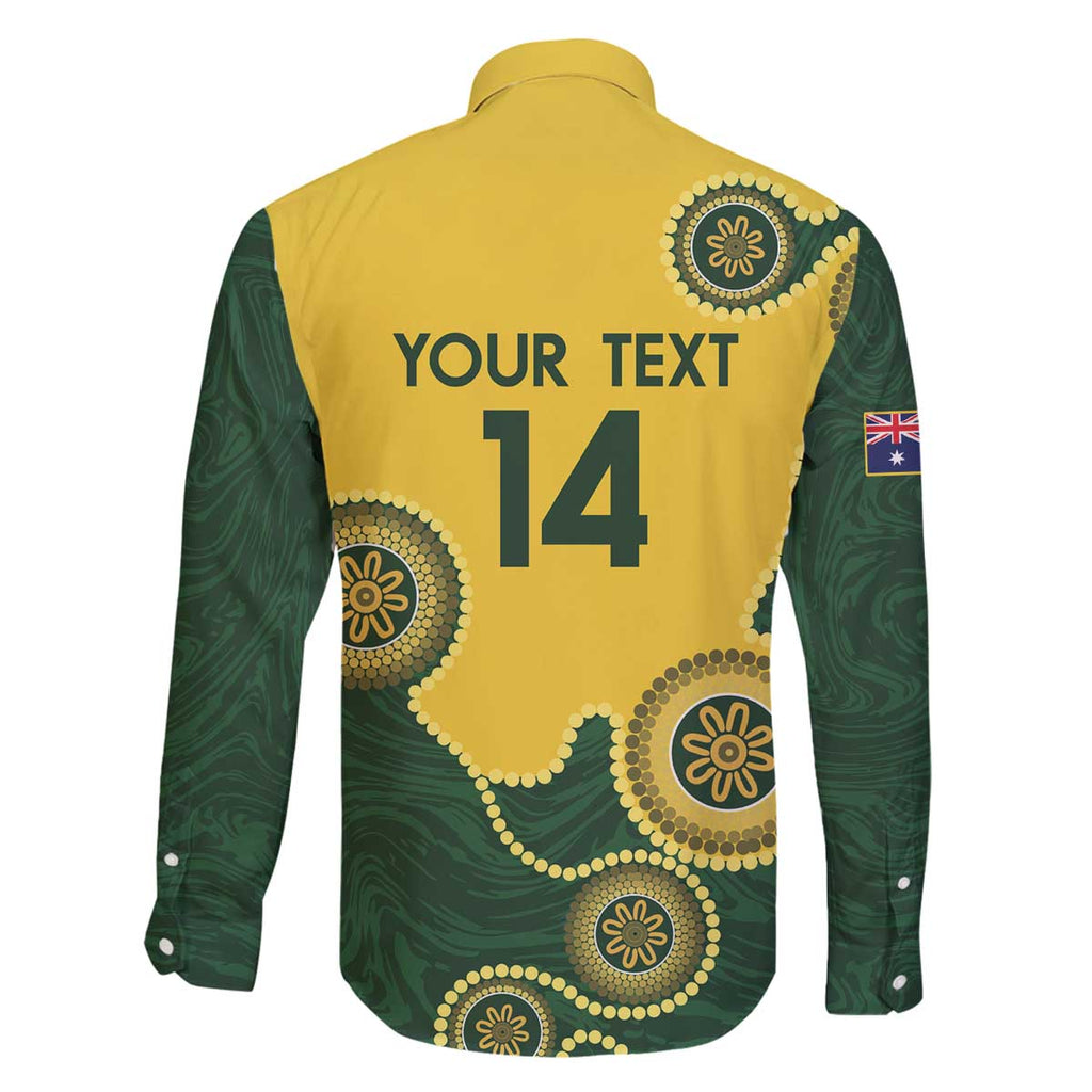 Custom Australia Boomers Family Matching Off The Shoulder Long Sleeve Dress and Hawaiian Shirt Aboriginal With Marble Pattern - Yellow