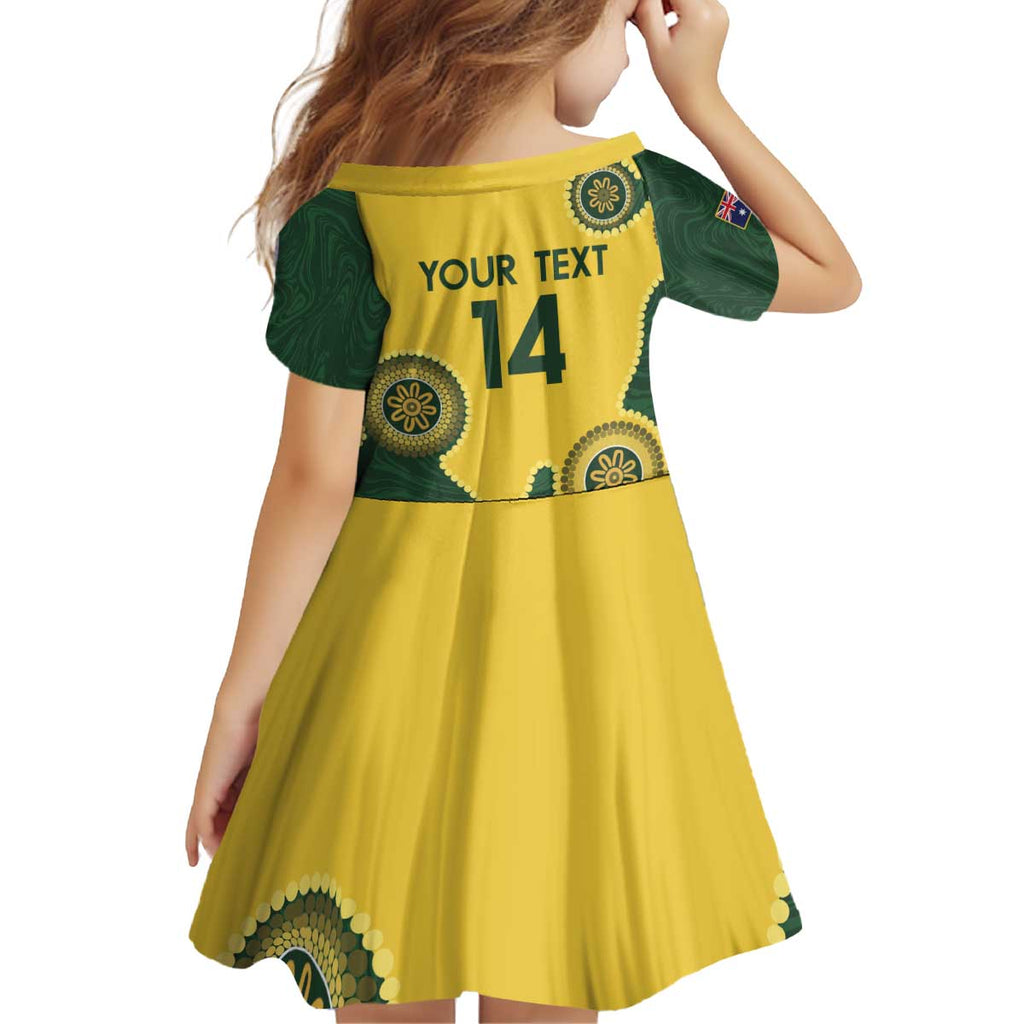Custom Australia Boomers Family Matching Off Shoulder Short Dress and Hawaiian Shirt Aboriginal With Marble Pattern - Yellow