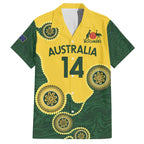 Custom Australia Boomers Family Matching Off Shoulder Short Dress and Hawaiian Shirt Aboriginal With Marble Pattern - Yellow