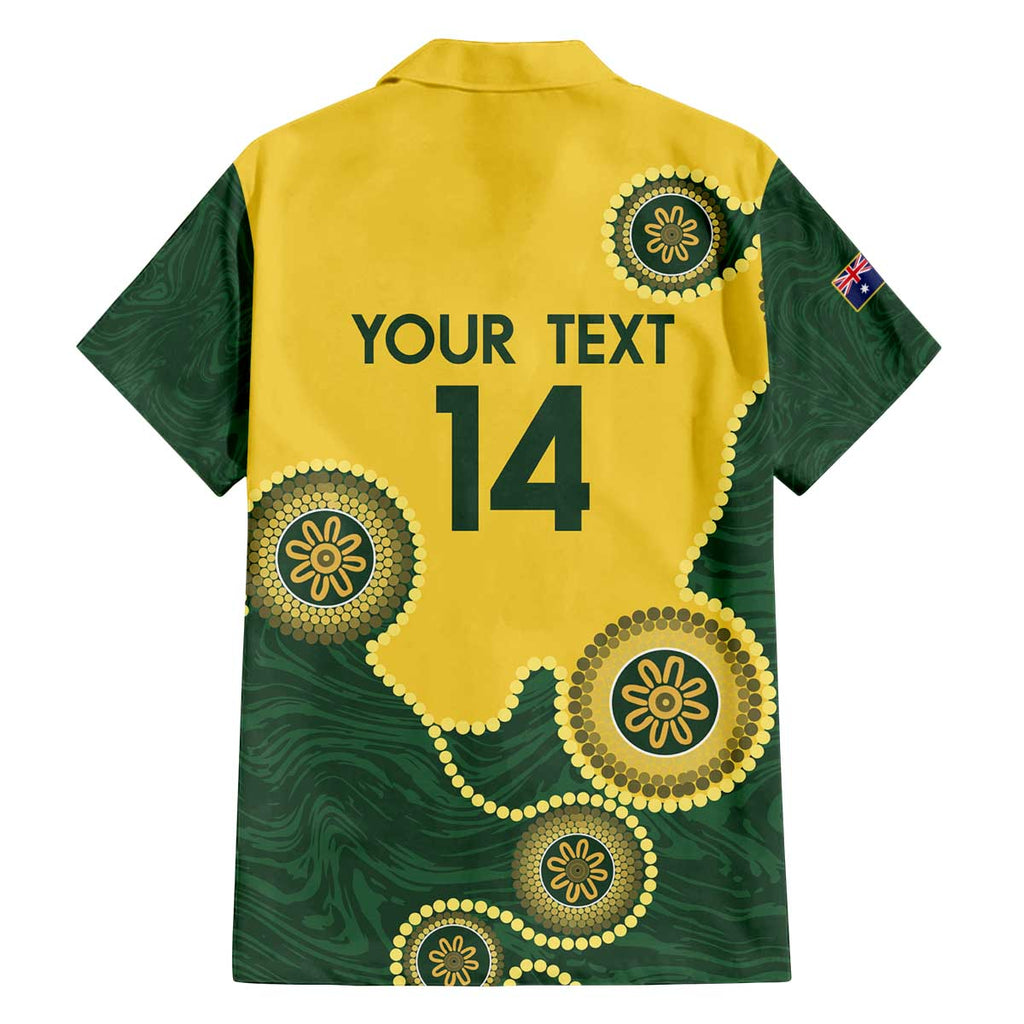 Custom Australia Boomers Family Matching Off Shoulder Short Dress and Hawaiian Shirt Aboriginal With Marble Pattern - Yellow
