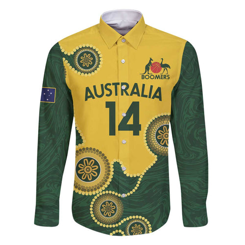 Custom Australia Boomers Family Matching Off Shoulder Short Dress and Hawaiian Shirt Aboriginal With Marble Pattern - Yellow