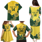 Custom Australia Boomers Family Matching Puletasi and Hawaiian Shirt Aboriginal With Marble Pattern - Yellow