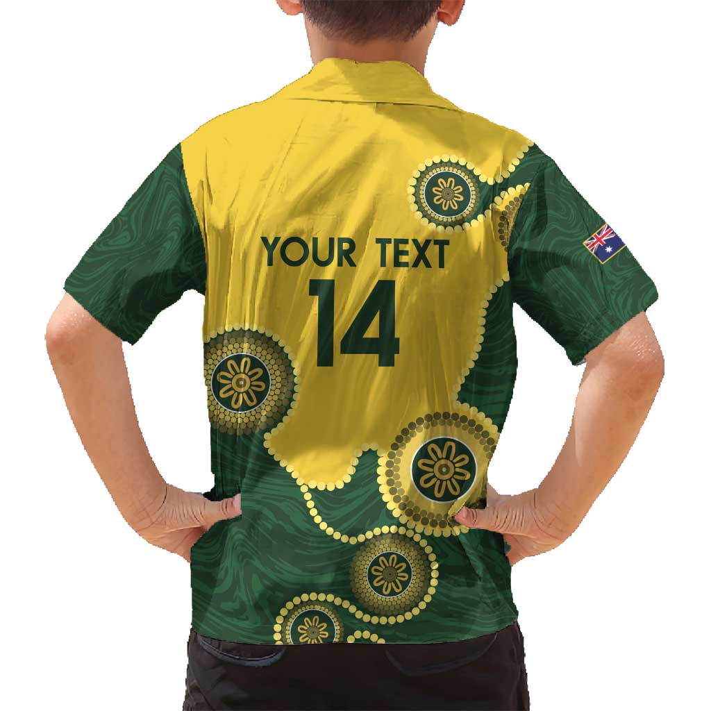 Custom Australia Boomers Family Matching Summer Maxi Dress and Hawaiian Shirt Aboriginal With Marble Pattern - Yellow
