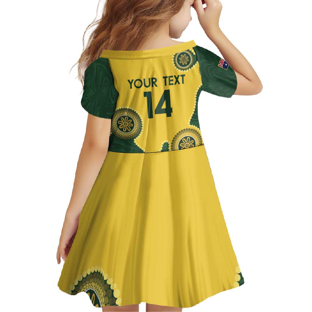 Custom Australia Boomers Family Matching Tank Maxi Dress and Hawaiian Shirt Aboriginal With Marble Pattern - Yellow