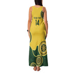 Custom Australia Boomers Family Matching Tank Maxi Dress and Hawaiian Shirt Aboriginal With Marble Pattern - Yellow