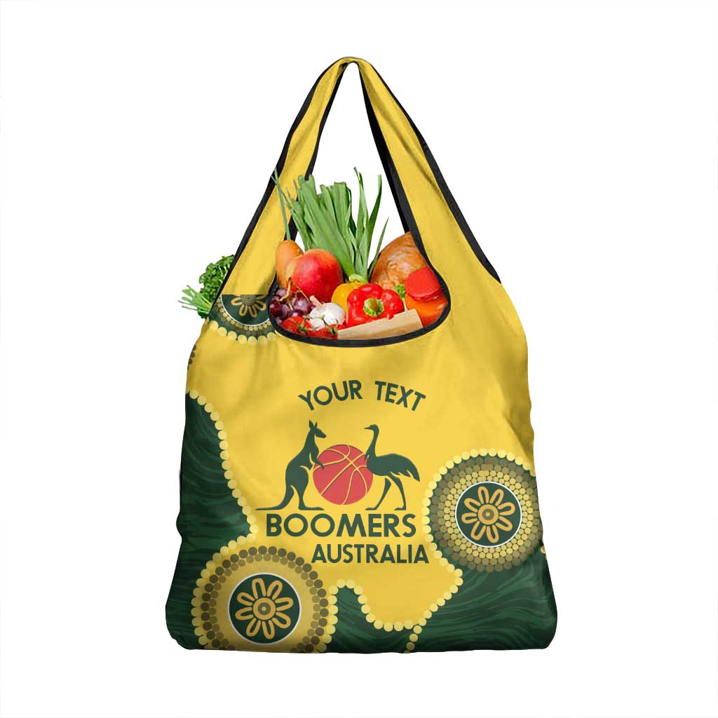 Custom Australia Boomers Grocery Bag Aboriginal With Marble Pattern - Yellow
