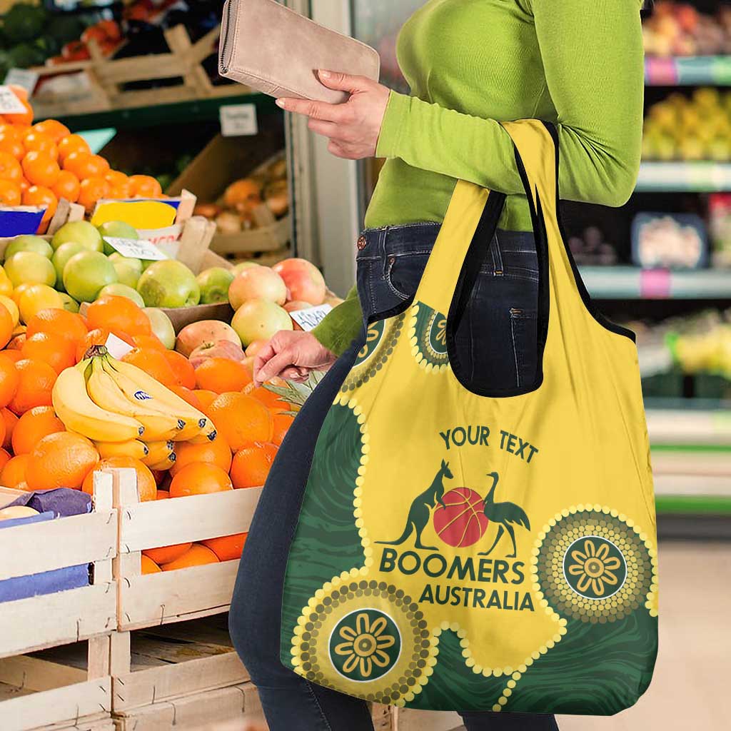 Custom Australia Boomers Grocery Bag Aboriginal With Marble Pattern - Yellow