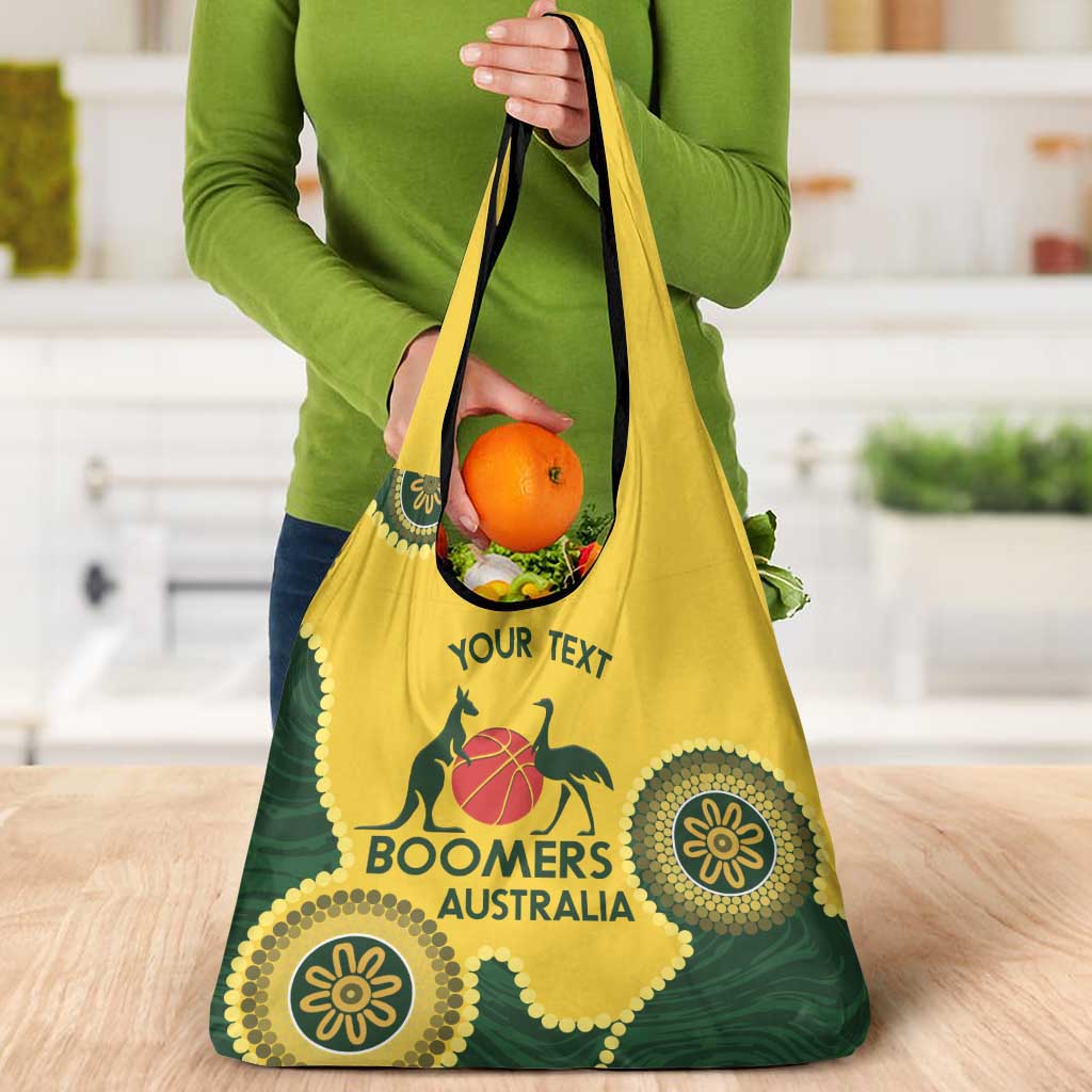 Custom Australia Boomers Grocery Bag Aboriginal With Marble Pattern - Yellow