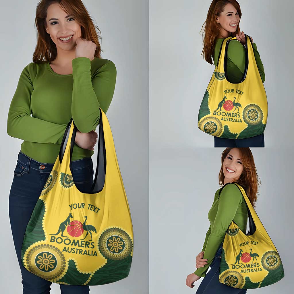 Custom Australia Boomers Grocery Bag Aboriginal With Marble Pattern - Yellow