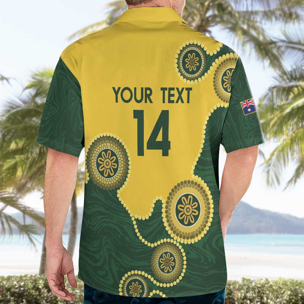 Custom Australia Boomers Hawaiian Shirt Aboriginal With Marble Pattern - Yellow