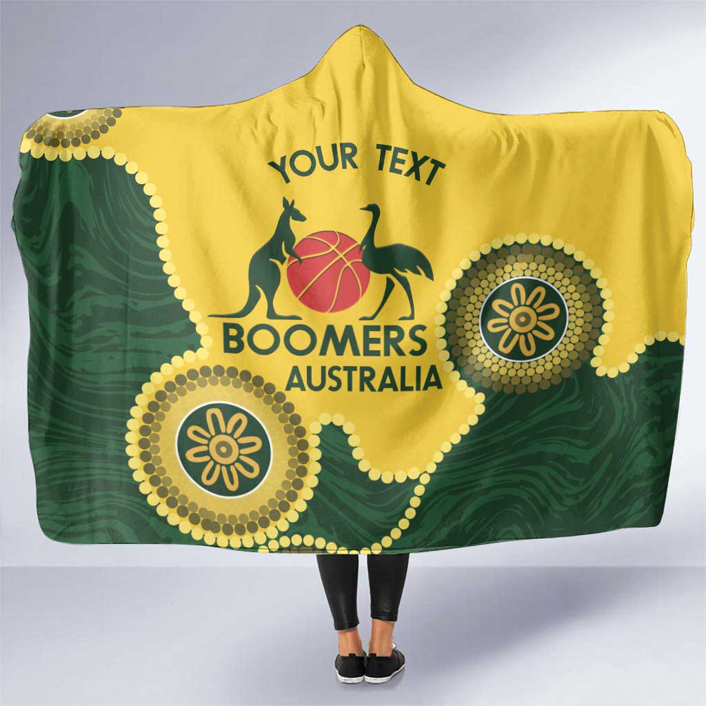 Custom Australia Boomers Hooded Blanket Aboriginal With Marble Pattern - Yellow