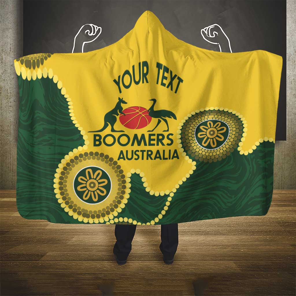Custom Australia Boomers Hooded Blanket Aboriginal With Marble Pattern - Yellow