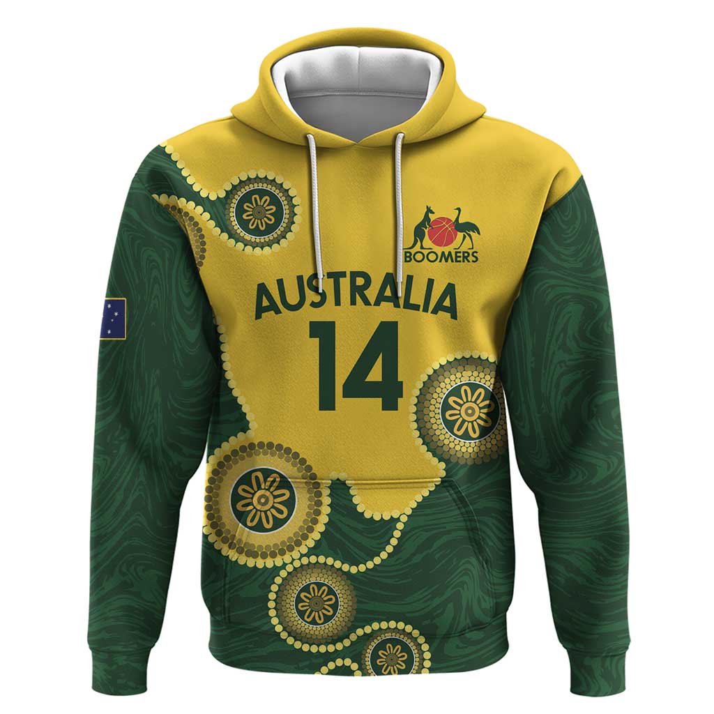 Custom Australia Boomers Hoodie Aboriginal With Marble Pattern - Yellow