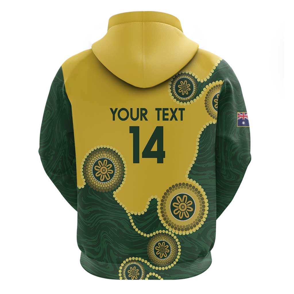 Custom Australia Boomers Hoodie Aboriginal With Marble Pattern - Yellow