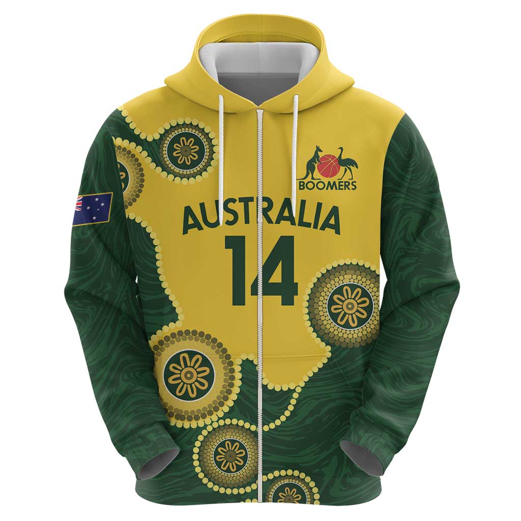 Custom Australia Boomers Hoodie Aboriginal With Marble Pattern - Yellow