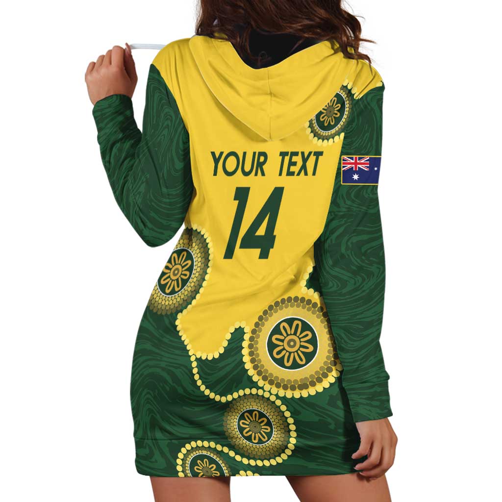 Custom Australia Boomers Hoodie Dress Aboriginal With Marble Pattern - Yellow