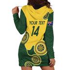 Custom Australia Boomers Hoodie Dress Aboriginal With Marble Pattern - Yellow