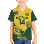 Custom Australia Boomers Kid Hawaiian Shirt Aboriginal With Marble Pattern - Yellow