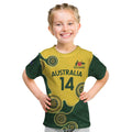 Custom Australia Boomers Kid T Shirt Aboriginal With Marble Pattern - Yellow