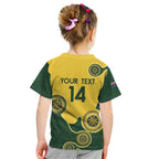 Custom Australia Boomers Kid T Shirt Aboriginal With Marble Pattern - Yellow