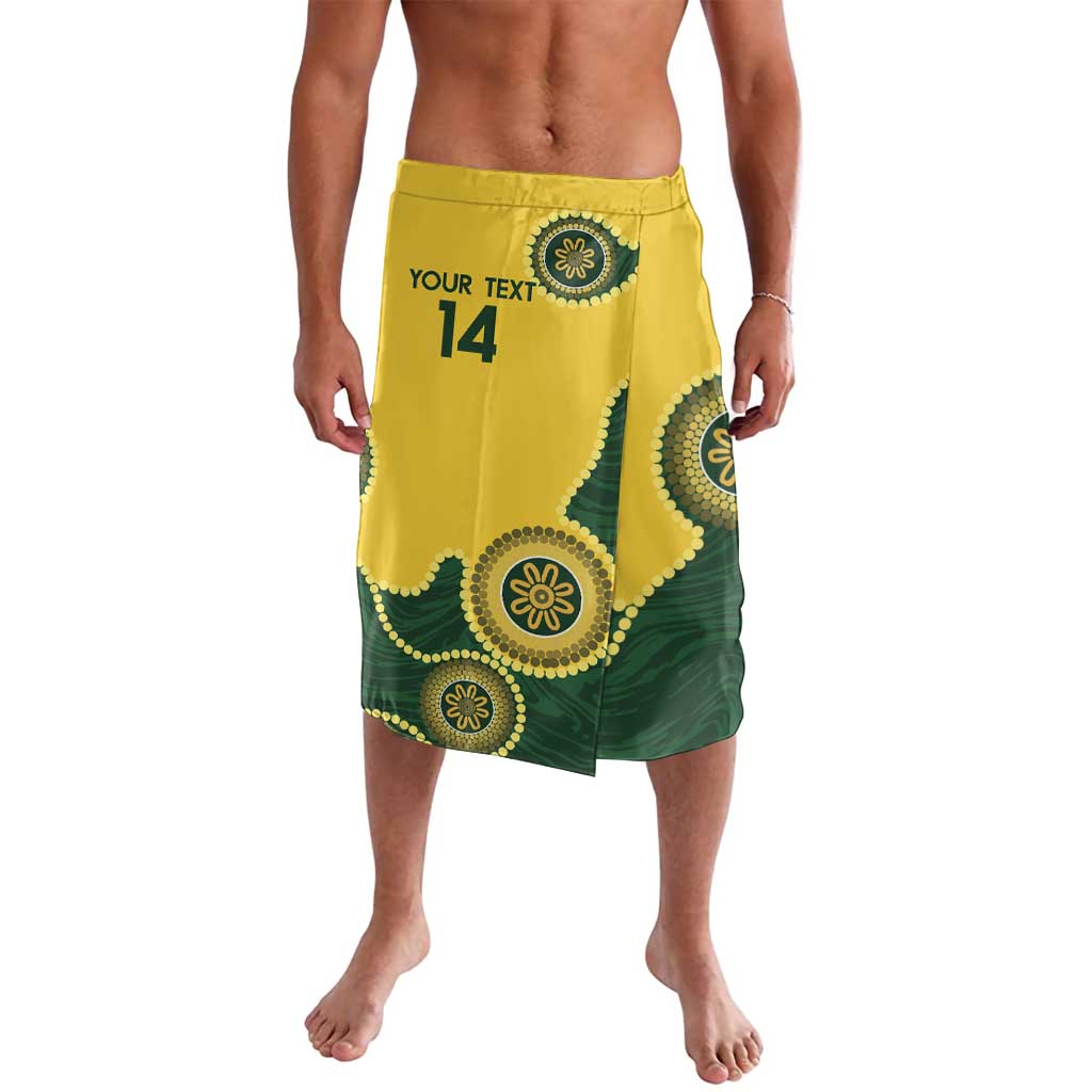 Custom Australia Boomers Lavalava Aboriginal With Marble Pattern - Yellow