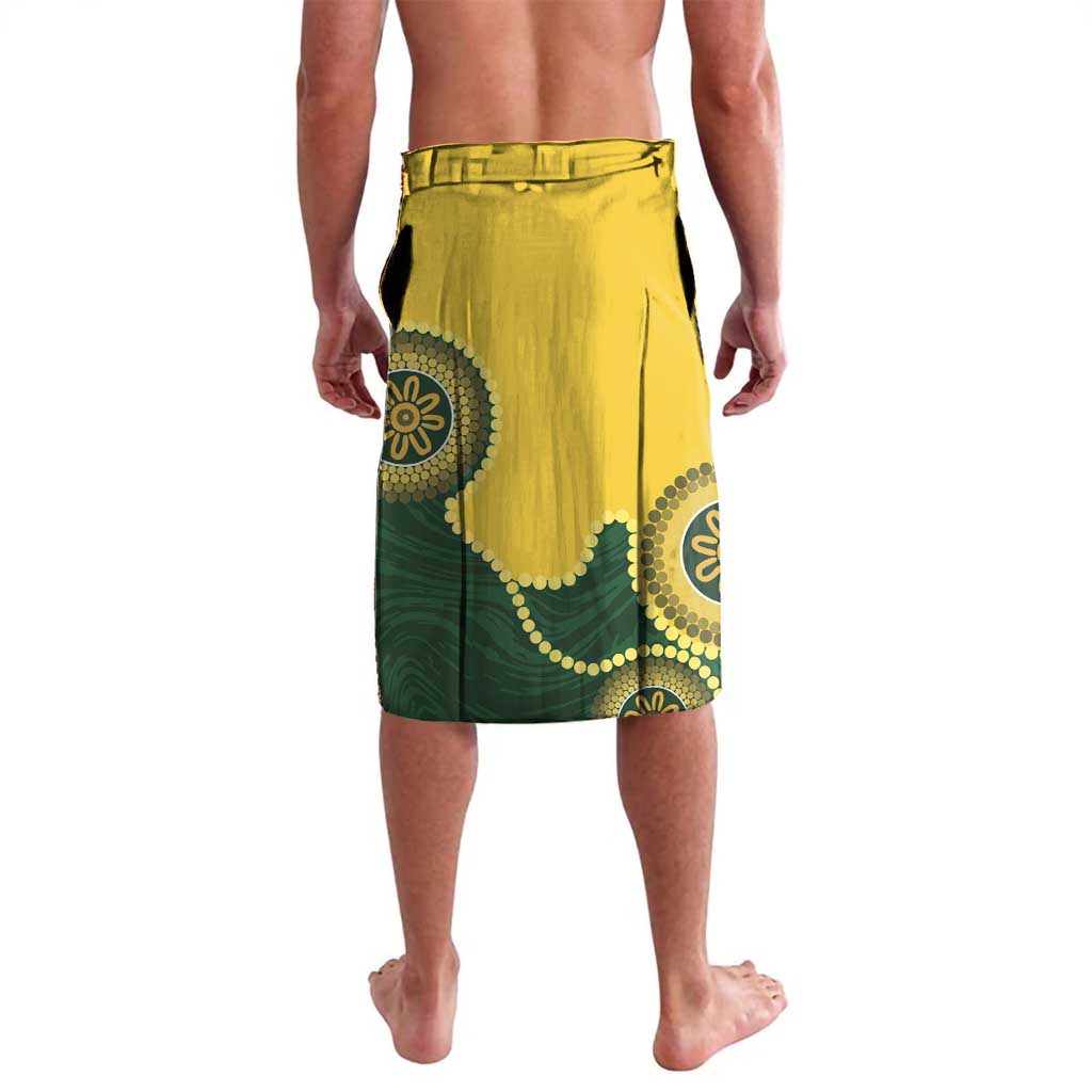 Custom Australia Boomers Lavalava Aboriginal With Marble Pattern - Yellow