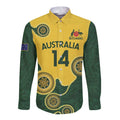 Custom Australia Boomers Long Sleeve Button Shirt Aboriginal With Marble Pattern - Yellow