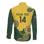 Custom Australia Boomers Long Sleeve Button Shirt Aboriginal With Marble Pattern - Yellow