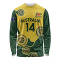 Custom Australia Boomers Long Sleeve Shirt Aboriginal With Marble Pattern - Yellow