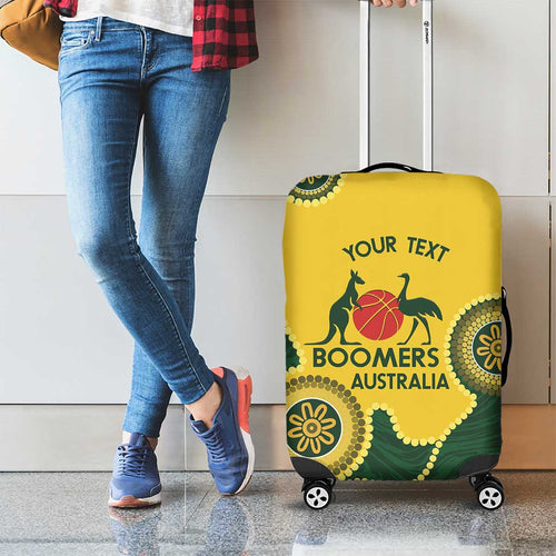 Custom Australia Boomers Luggage Cover Aboriginal With Marble Pattern - Yellow