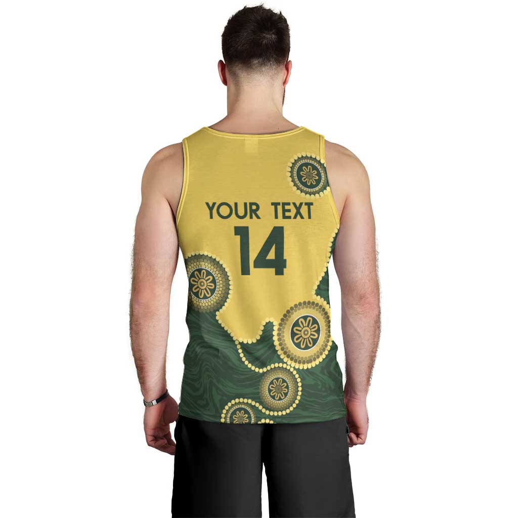 Custom Australia Boomers Men Tank Top Aboriginal With Marble Pattern - Yellow