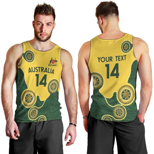 Custom Australia Boomers Men Tank Top Aboriginal With Marble Pattern - Yellow