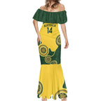 Custom Australia Boomers Mermaid Dress Aboriginal With Marble Pattern - Yellow