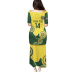Custom Australia Boomers Puletasi Aboriginal With Marble Pattern - Yellow