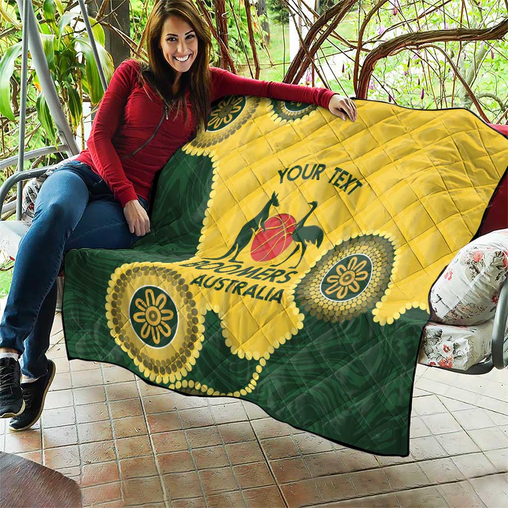 Custom Australia Boomers Quilt Aboriginal With Marble Pattern - Yellow