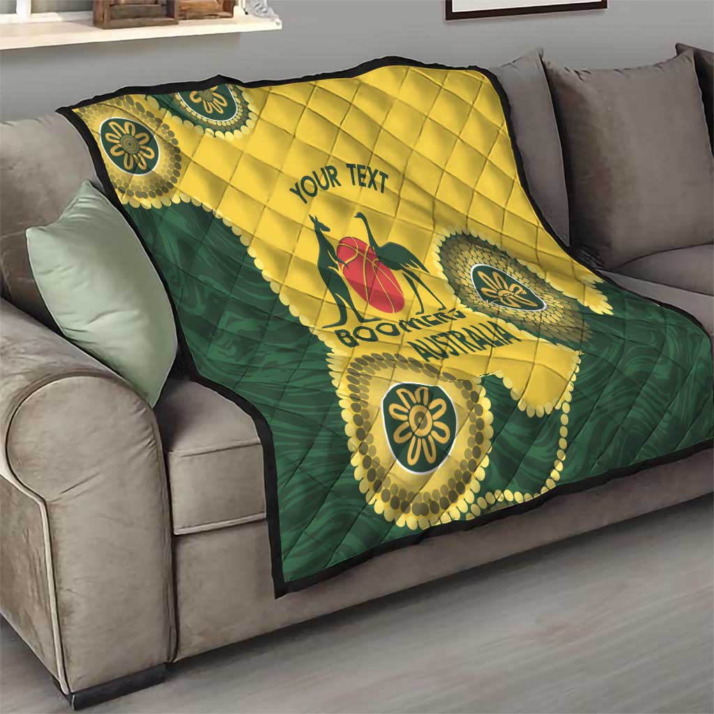 Custom Australia Boomers Quilt Aboriginal With Marble Pattern - Yellow